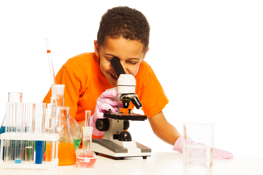 kid in lab